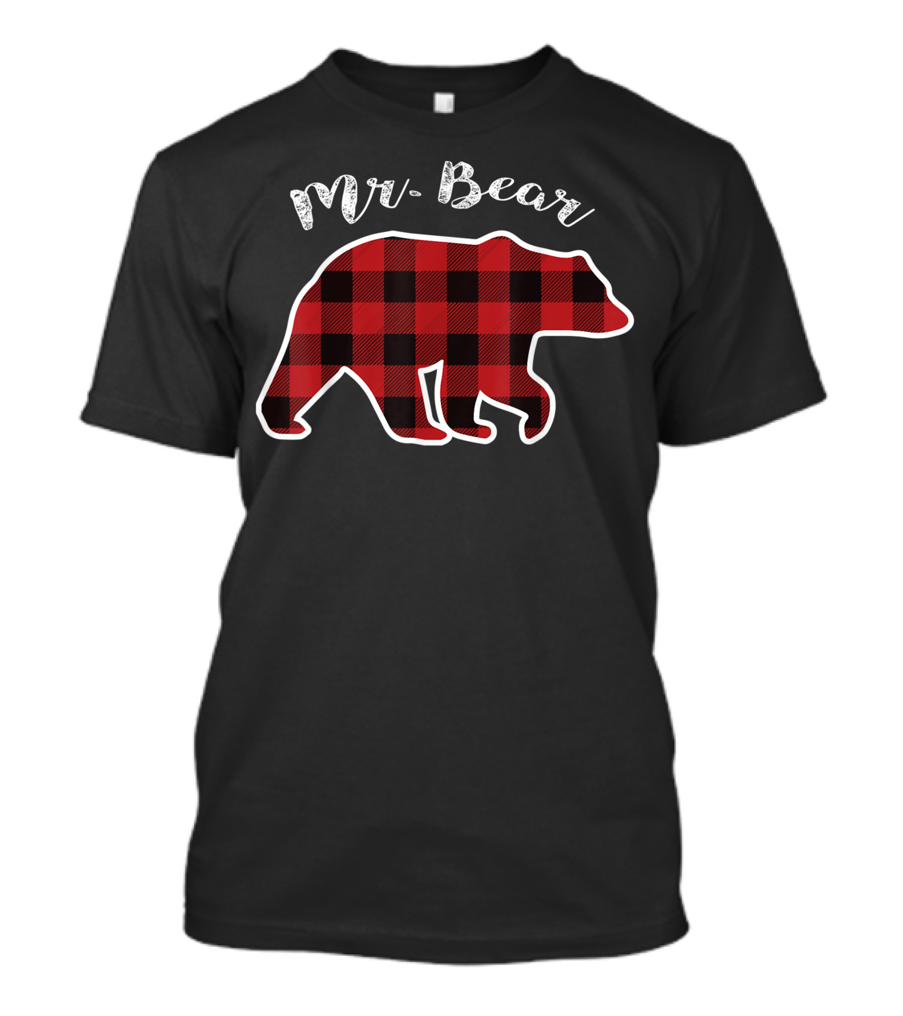 Mr Bear Red Plaid Checkered Bear T-Shirt