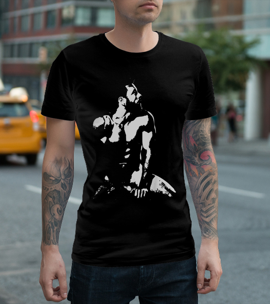 Muscle Bear Silhouette Art Featuring Strong Bearded Figure T-Shirt
