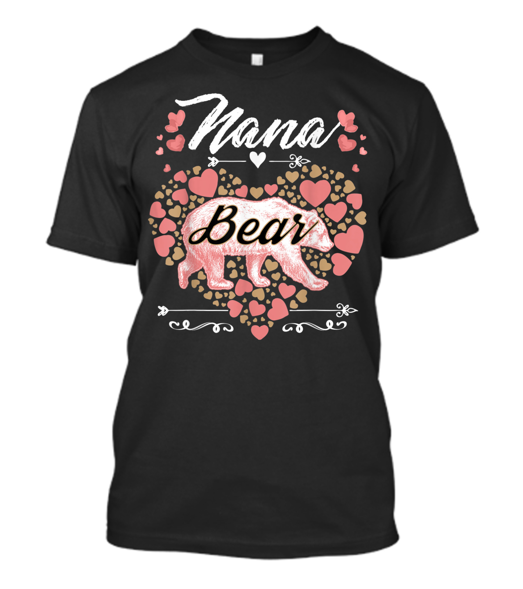 Nana Bear Heart Pattern Birthday T-Shirt