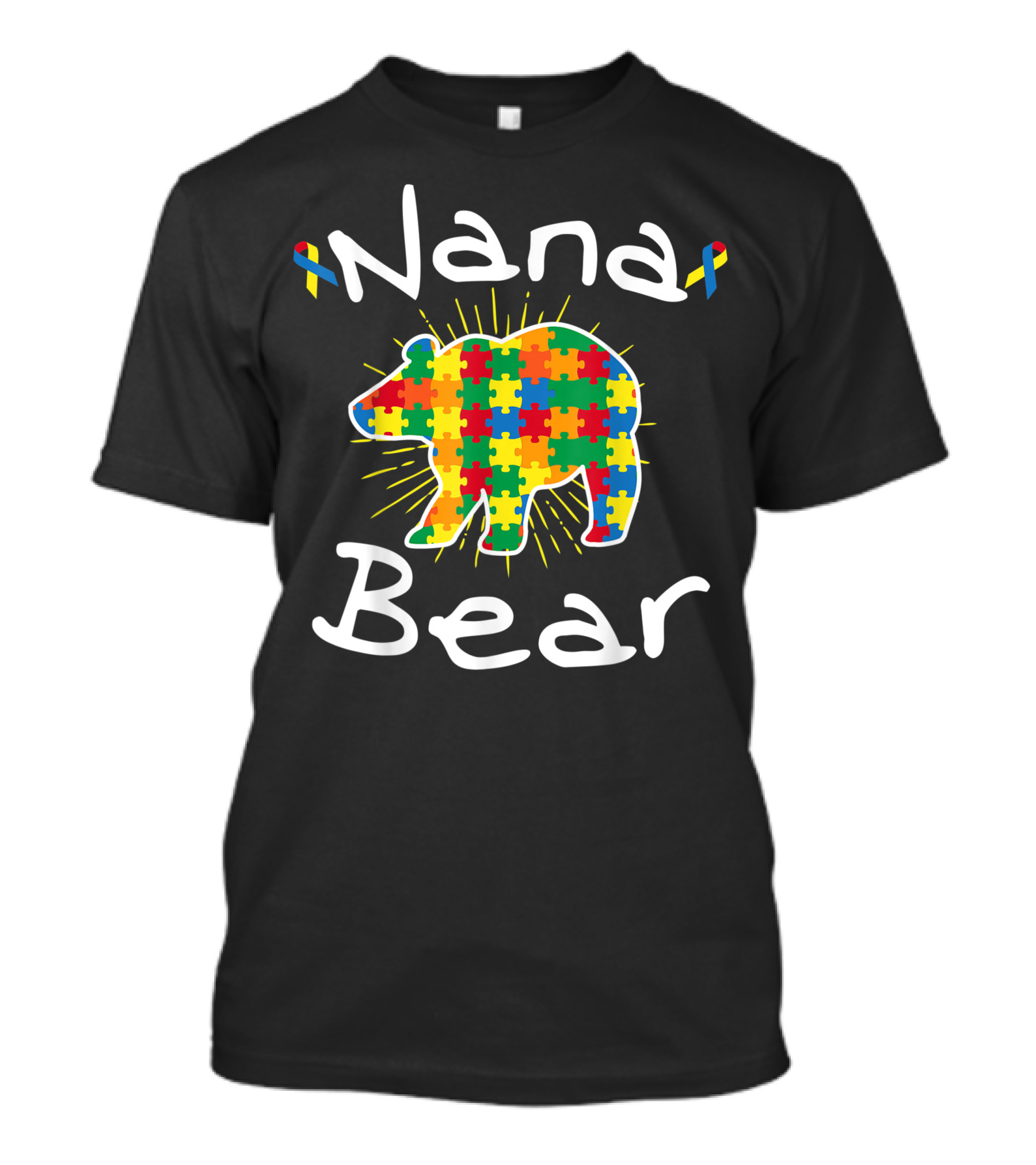 Nana Bear Puzzle Piece Autism Awareness T-Shirt