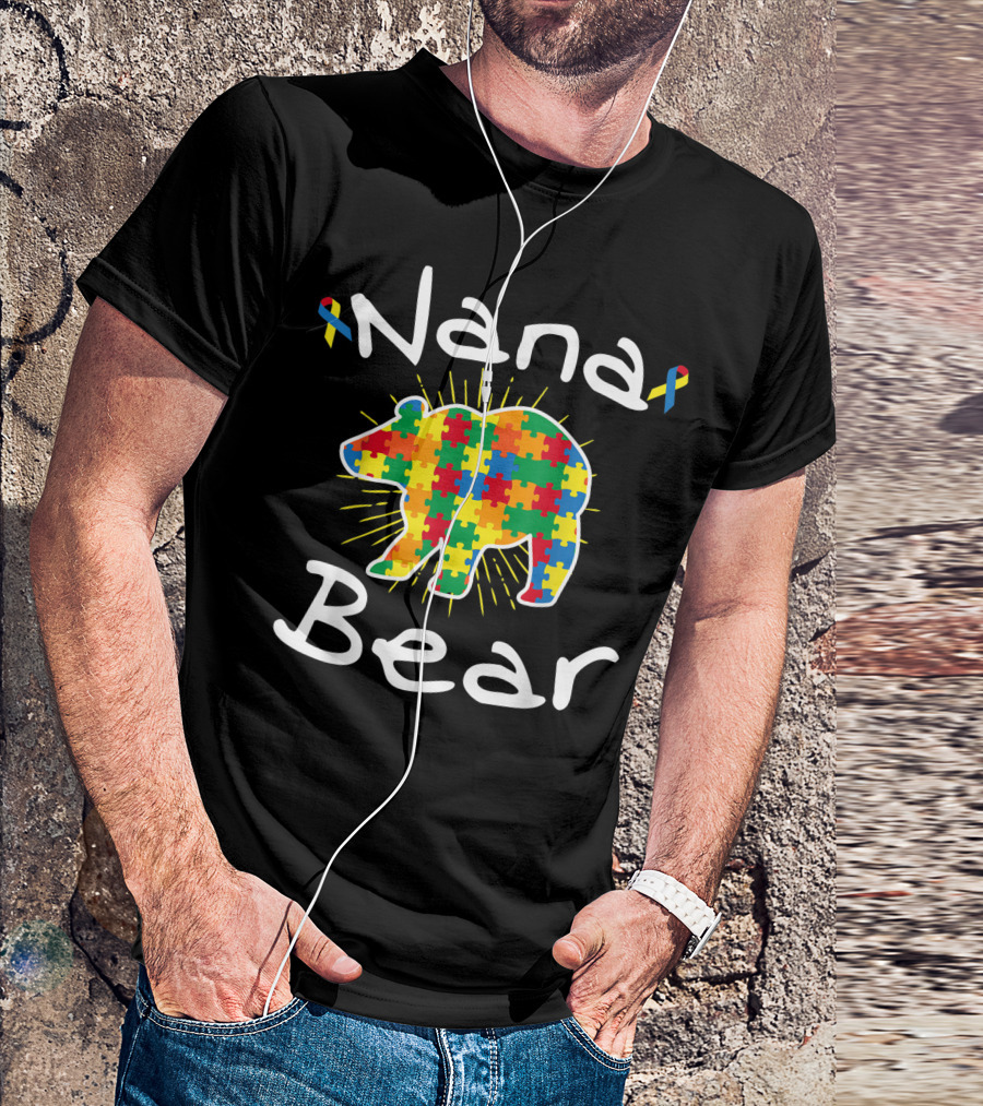 Nana Bear Puzzle Piece Autism Awareness T-Shirt