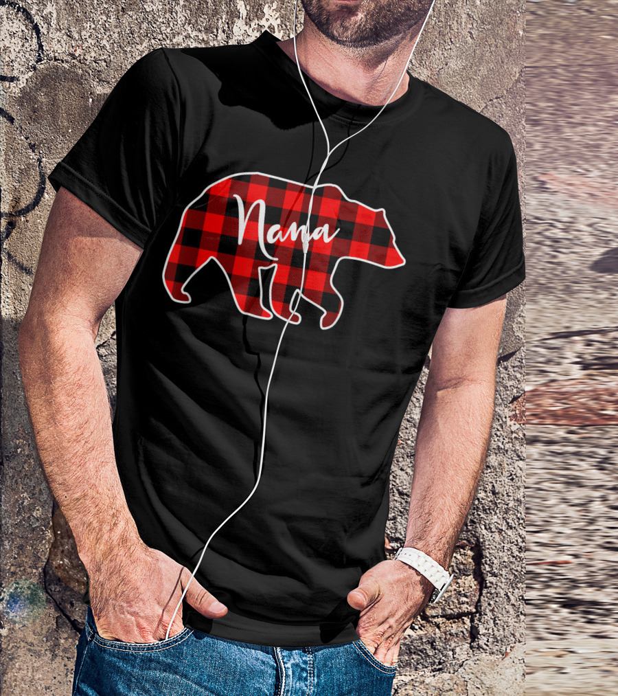 Nana Bear Buffalo Plaid T-Shirt