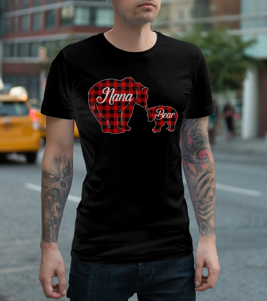 Nana Bear Buffalo Plaid Family Bears T-Shirt