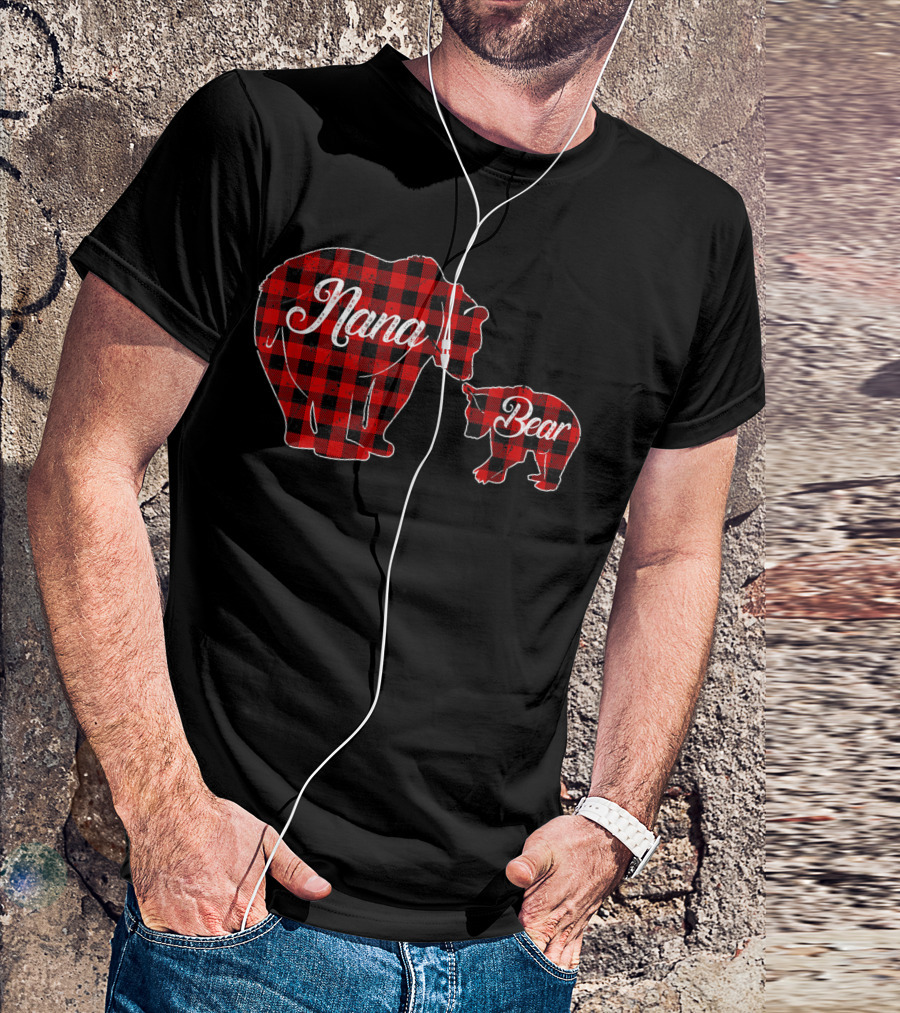 Nana Bear Buffalo Plaid Family Bears T-Shirt