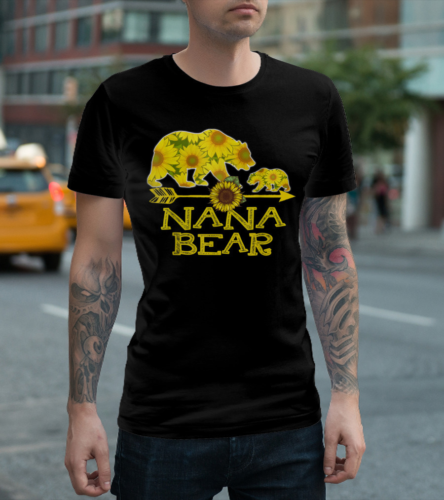 Nana Bear Sunflower Arrow Floral Family T-Shirt