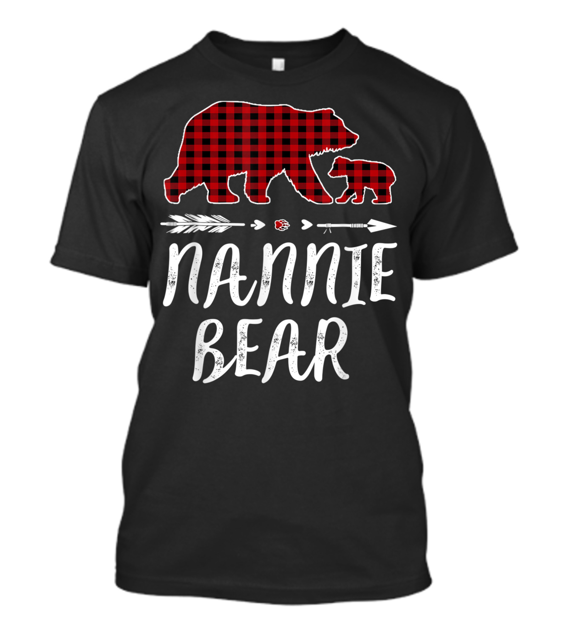 Nannie Bear Red Plaid Buffalo Family Arrows Christmas T-Shirt