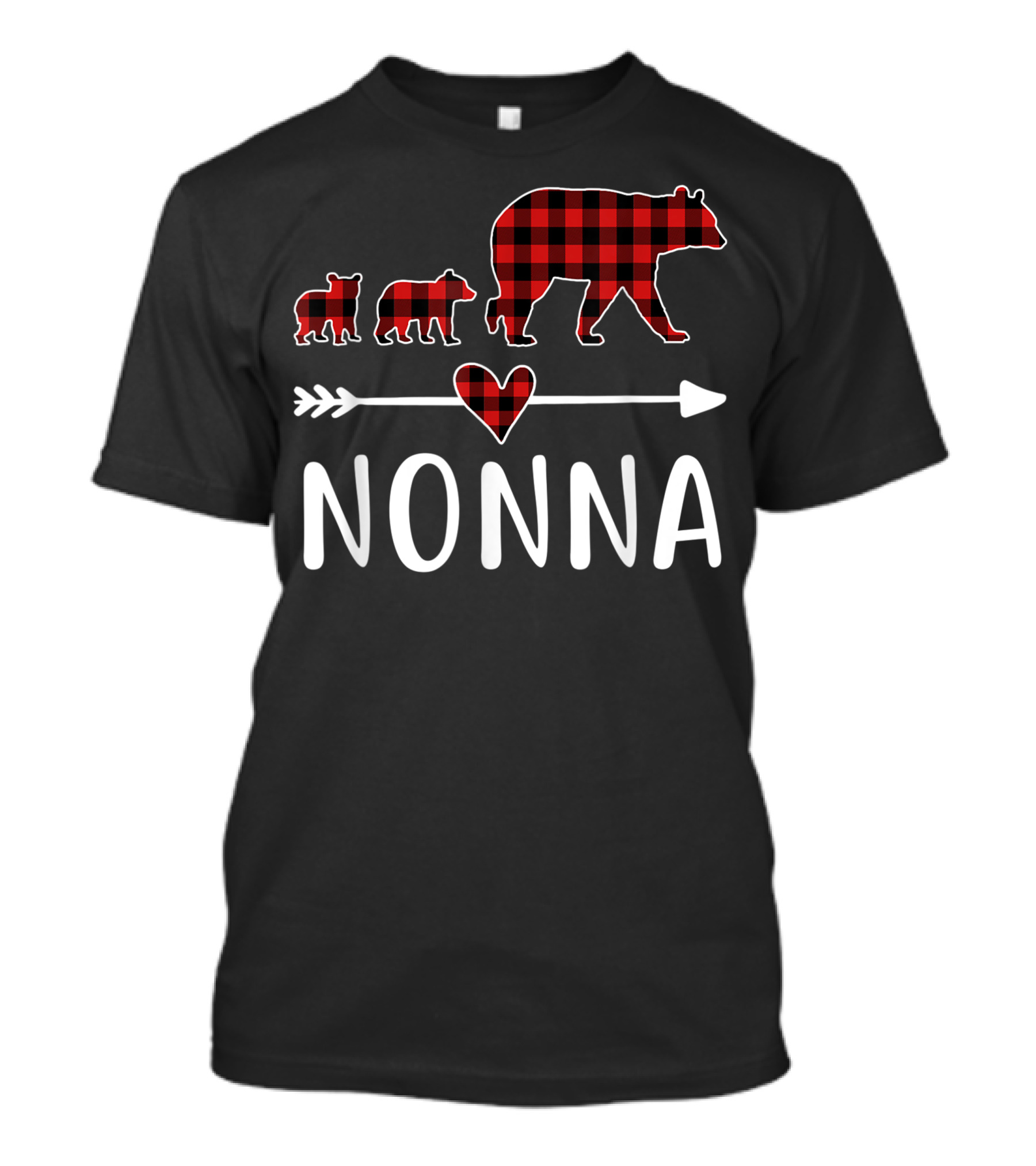 Nonna Bear Cubs Red Plaid Heart Arrow T-Shirt