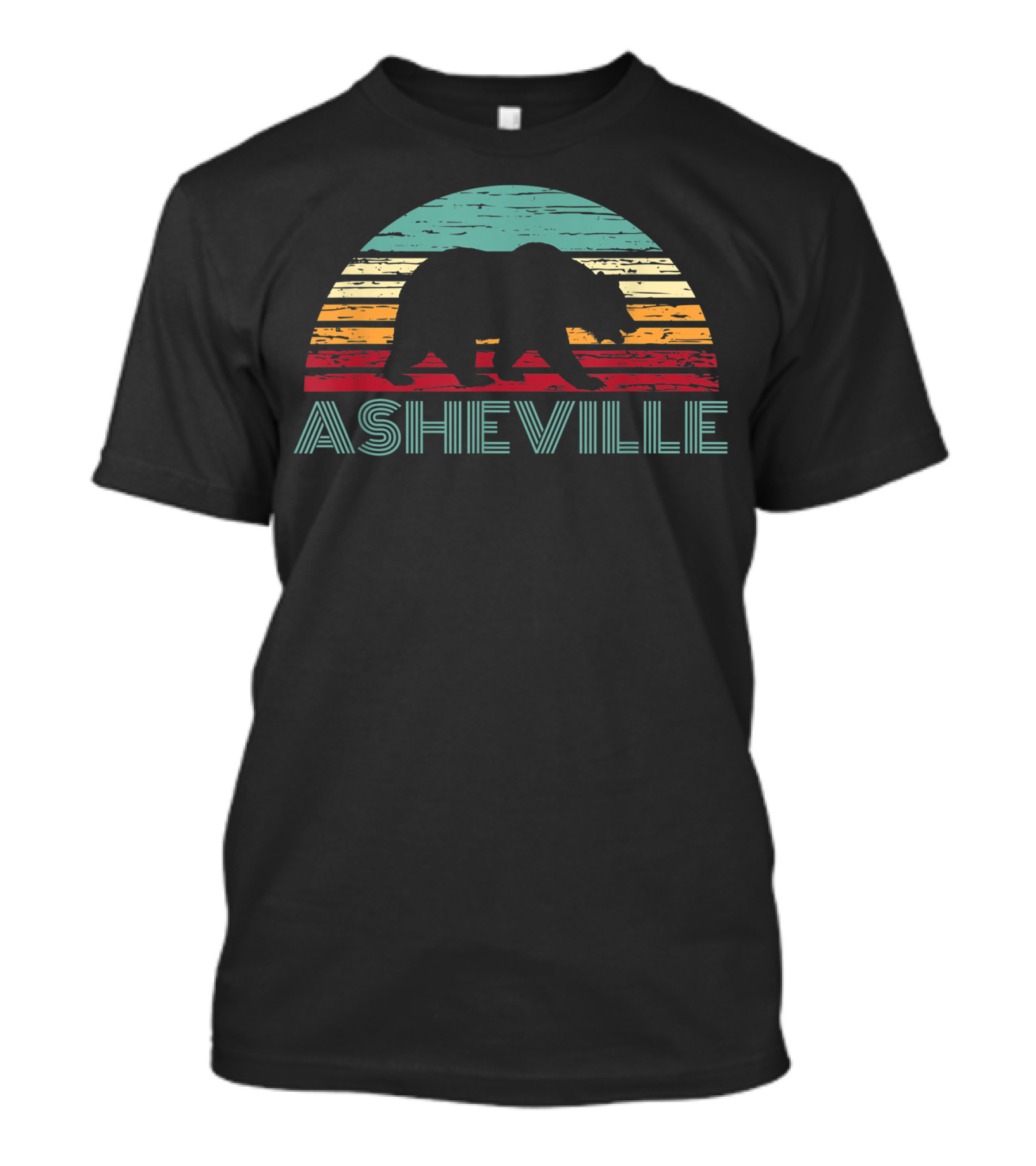 Asheville North Carolina Wildlife Bear Silhouette Retro Stripes T-Shirt