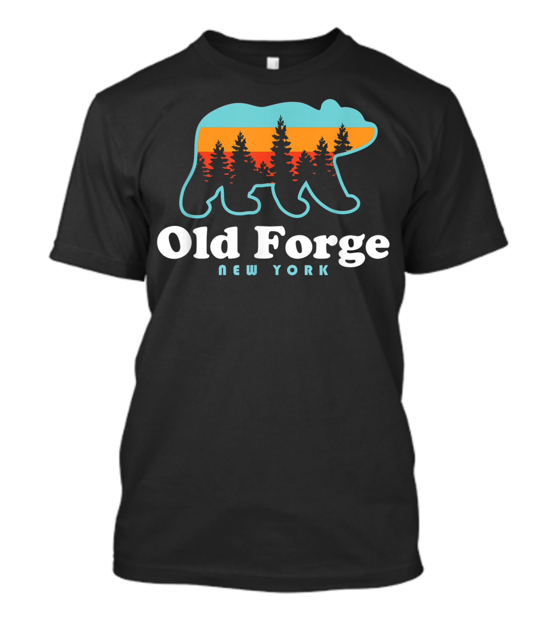 Old Forge New York Adirondacks Bear Silhouette Forest Sunset T-Shirt