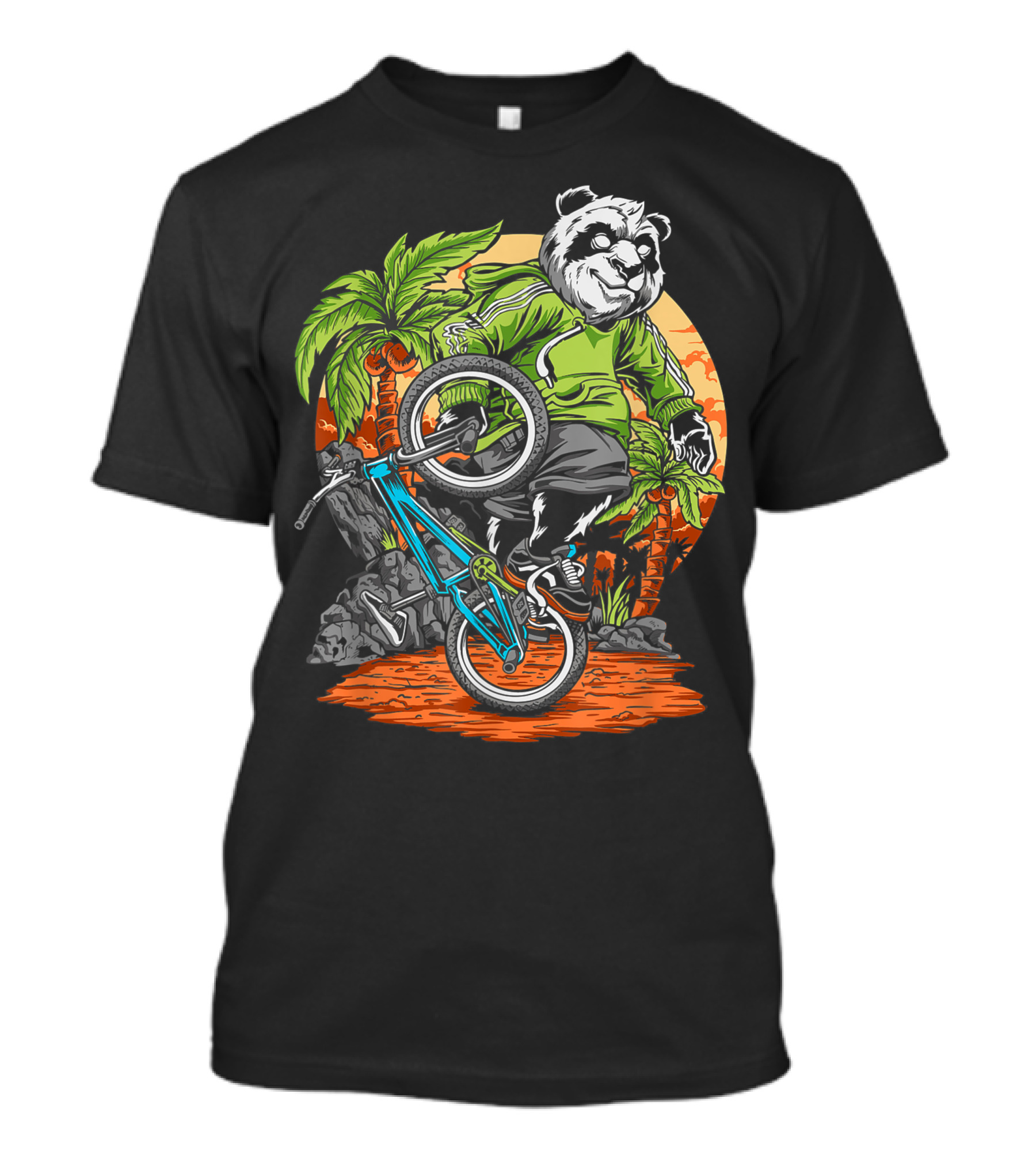 Panda Bear Bmx Tropical Stunt Adventure T-Shirt