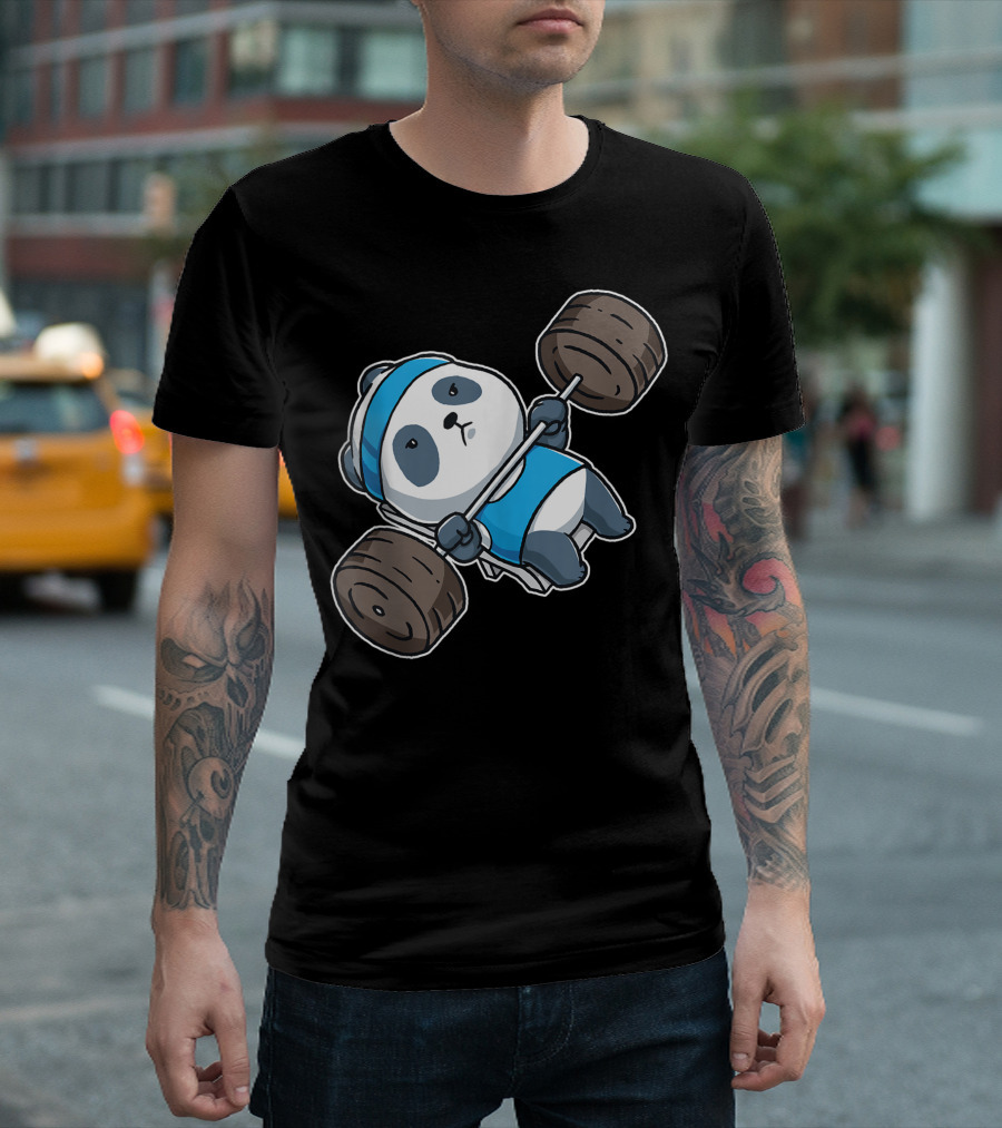 Panda Bear Gym Workout Weightlifting Bench Press Training T-Shirt