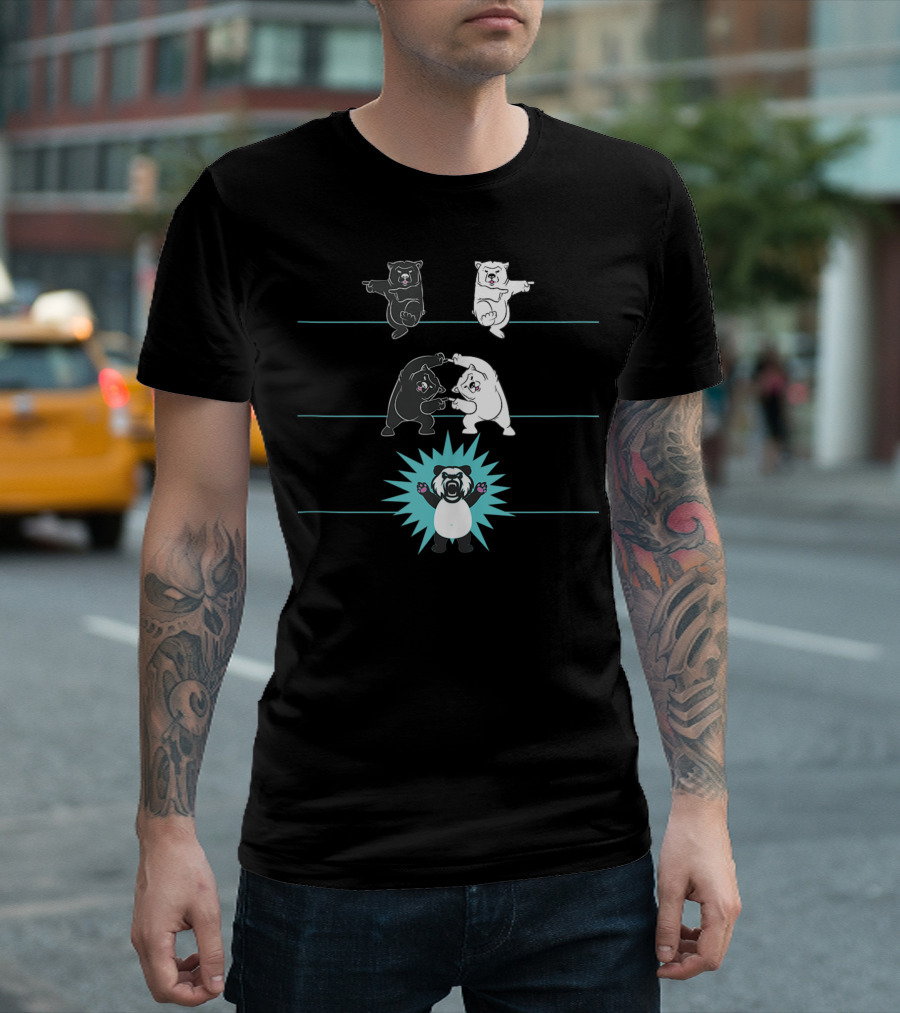 Panda Fusion Black Polar Bear Science Joke Dance Iconic Bear Transformation T-Shirt