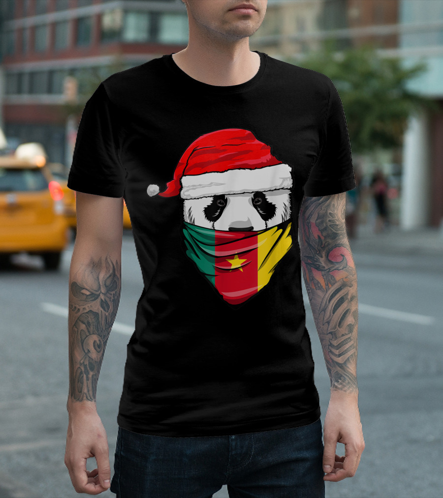 Panda Santa Hat Cameroon Flag Bandana T-Shirt