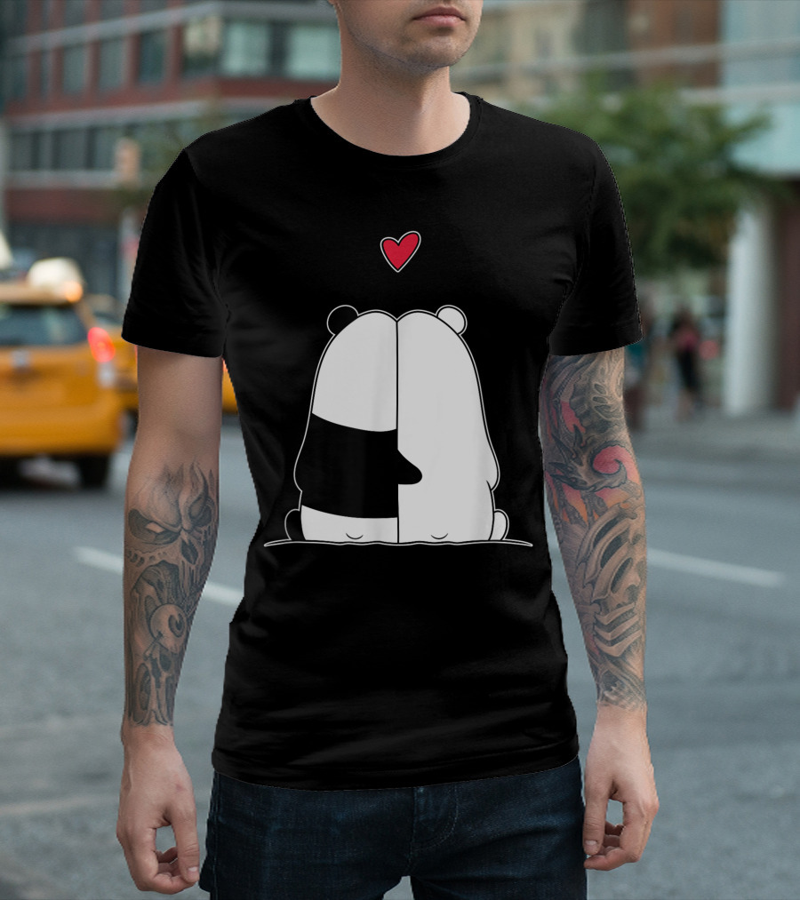 Panda Polar Bear Love Couples Girlfriend Valentines Day Heart T-Shirt