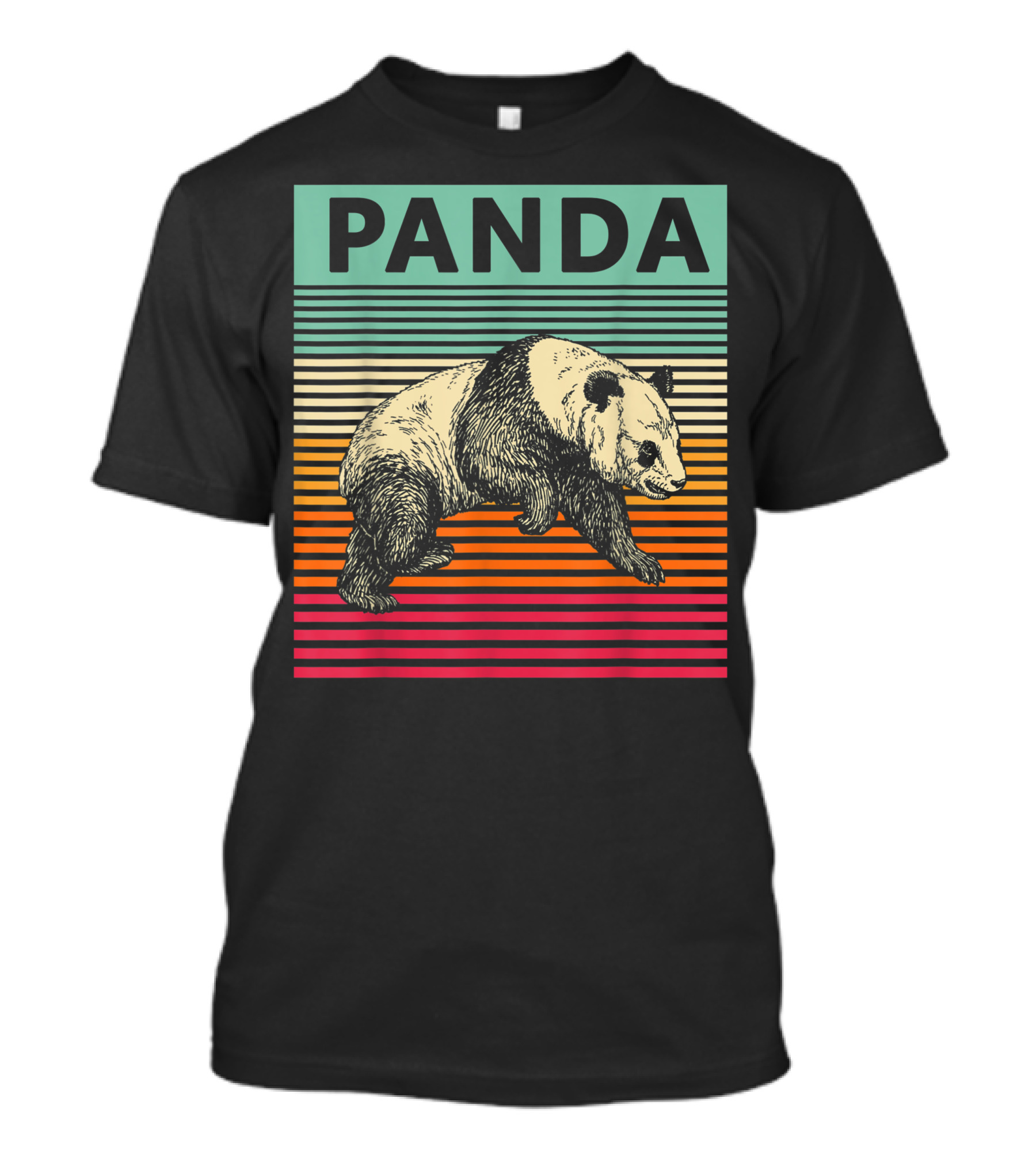 Panda Bear Cool Vintage Panda Retro Stripes T-Shirt