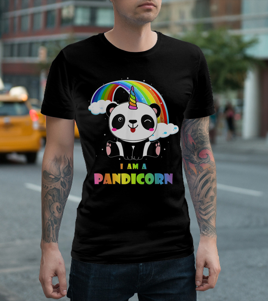 I Am A Pandicorn Panda Unicorn Rainbow Clouds T-Shirt