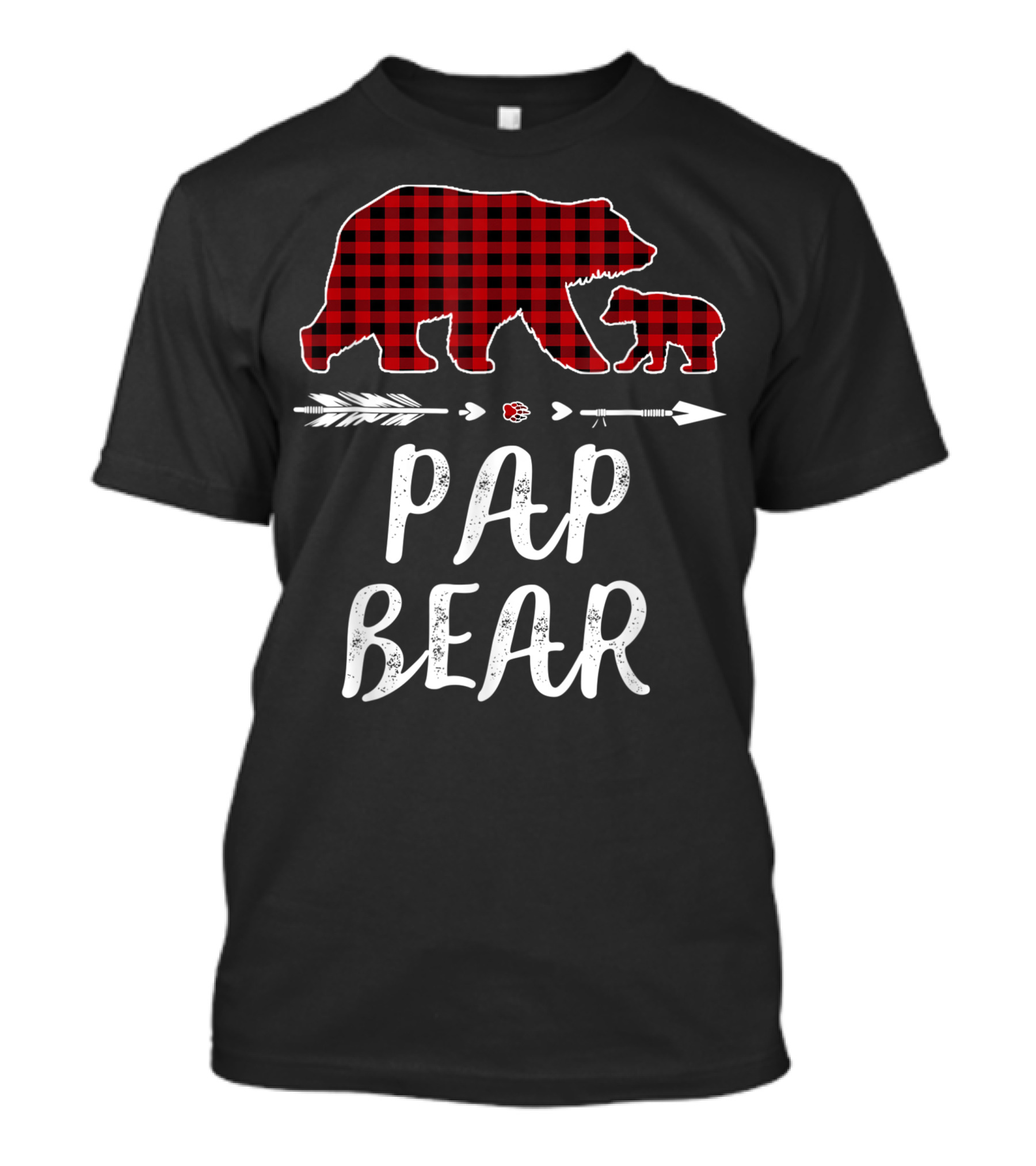 Pap Bear Red Plaid Buffalo Family Christmas Bear T-Shirt