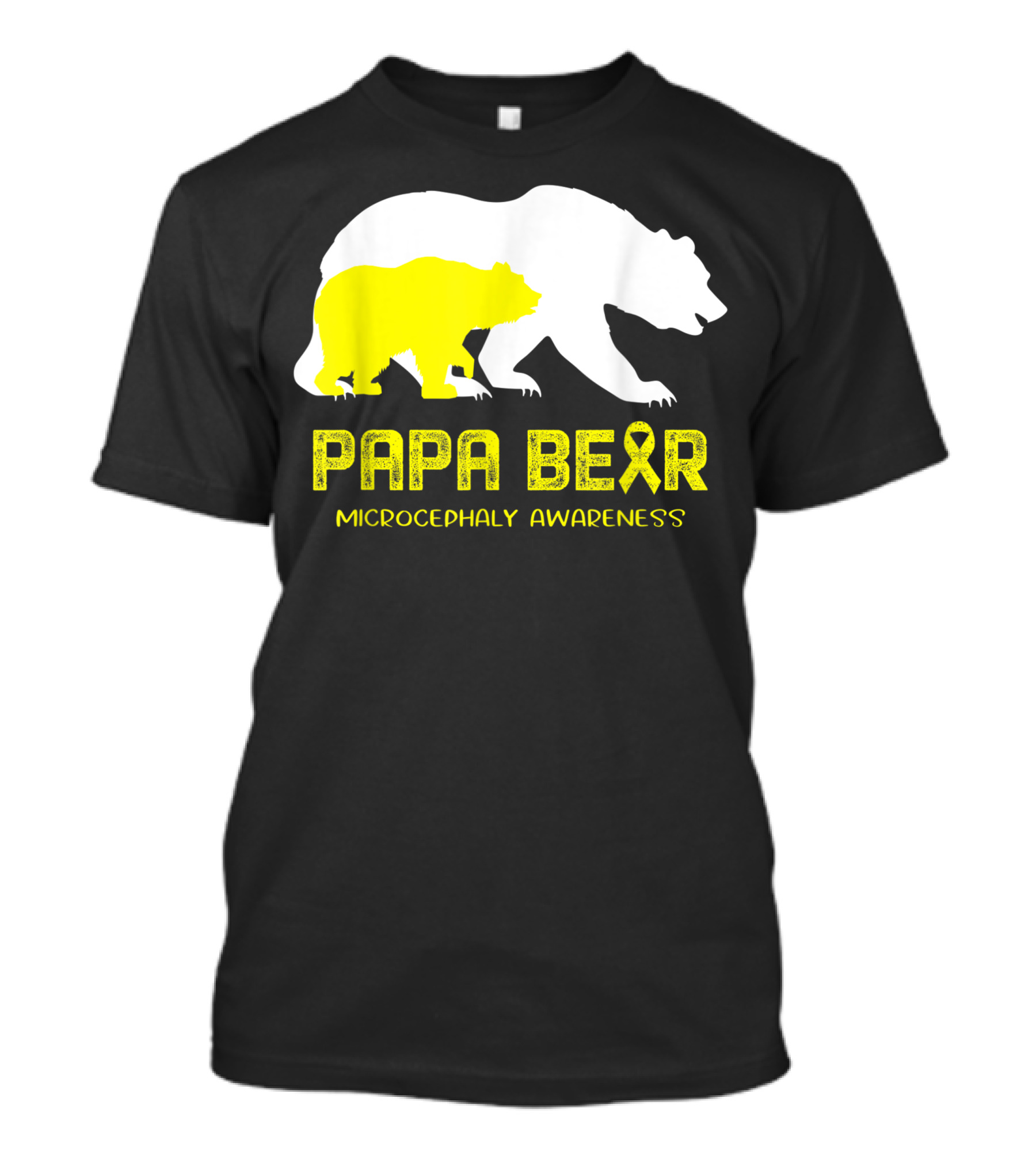 Papa Bear Microcephaly Awareness With Yellow Ribbon Bears T-Shirt