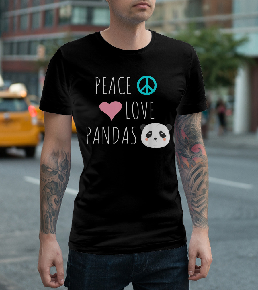Peace Heart Love Cute Panda Bear Animal Pet T-Shirt