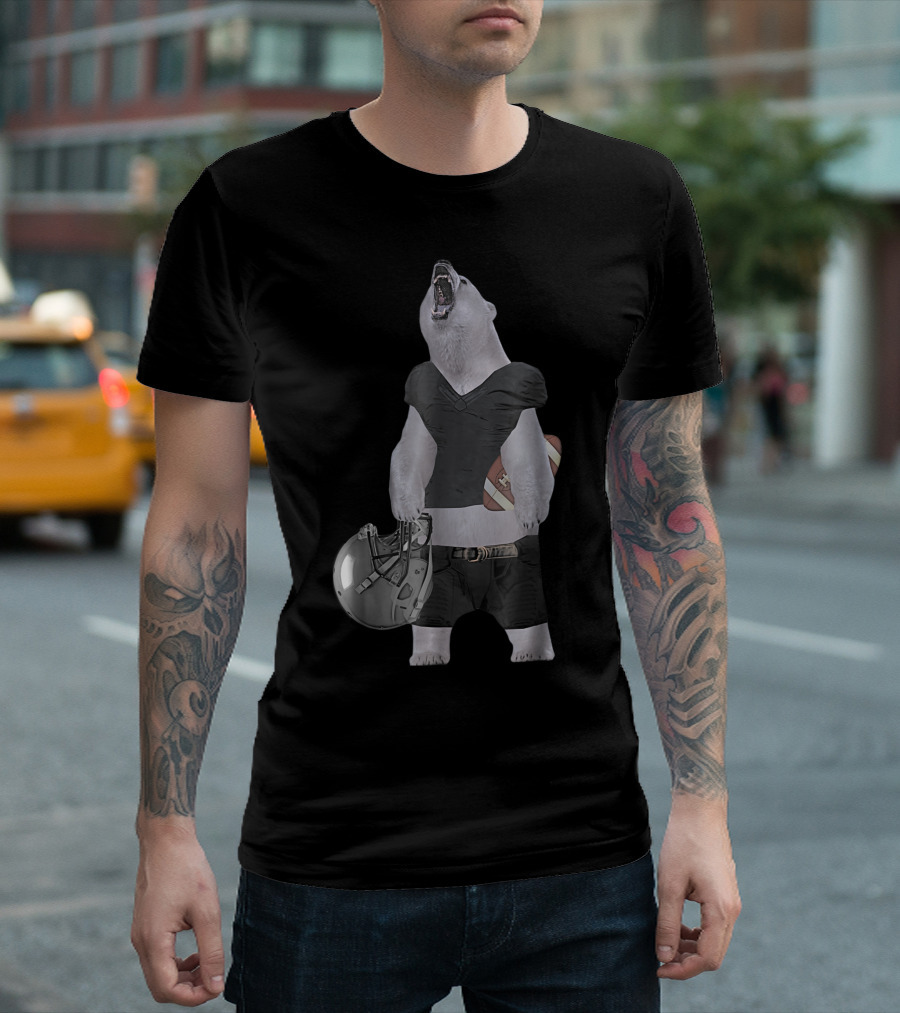 Polar Bear Football Player Helmet and Ball By Behrbones T-Shirt