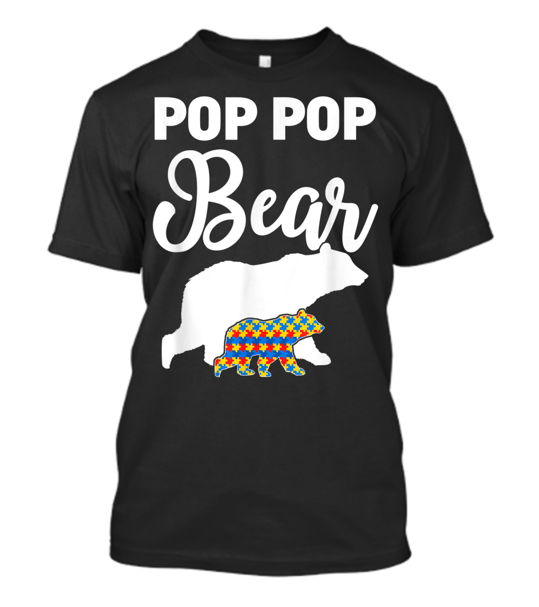 Pop Pop Bear Autism Awareness Proud Autism Granddad Bear Puzzle T-Shirt