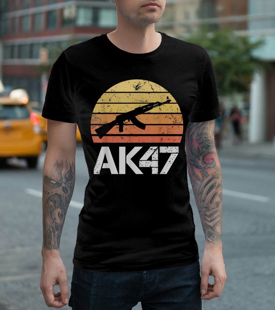 Pro Gun AK47 Rifle 2nd Amendment Sunset T-Shirt