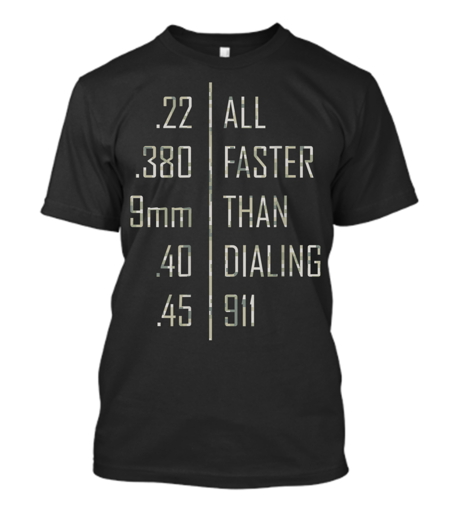 Pro Gun All .22 .380 9mm .40 .45 Are Faster Than Dialing 911 T-Shirt