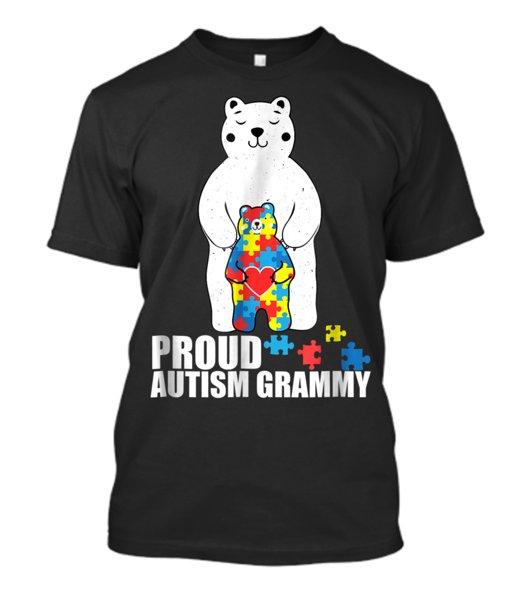 Proud Autism Grammy Bear With Puzzle Piece Heart T-Shirt