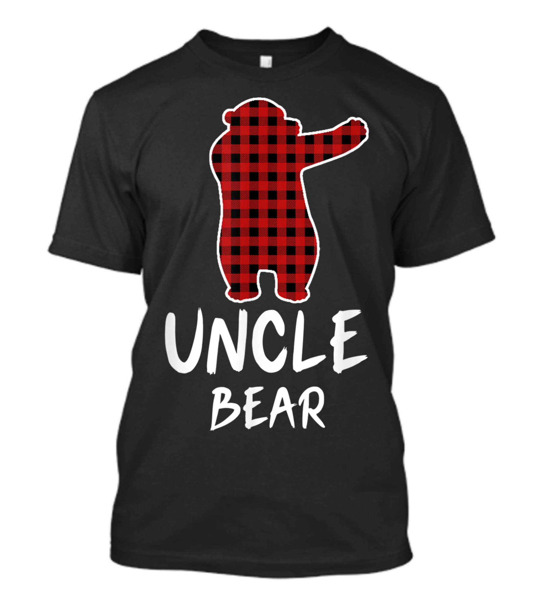 Uncle Bear Red Plaid Dabbing Christmas T-Shirt