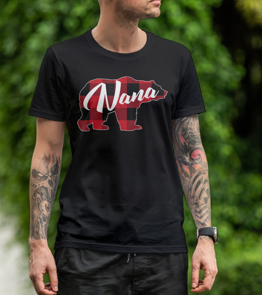 Nana Red Plaid Buffalo Bear T-Shirt
