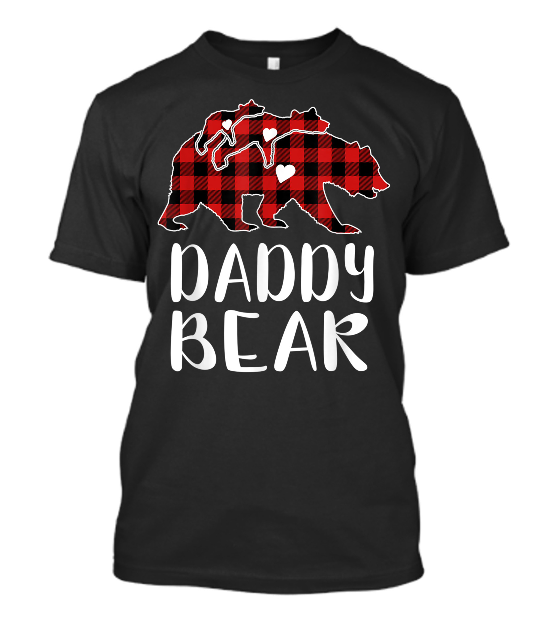 Daddy Bear Red Plaid Buffalo Check Hearts T-Shirt