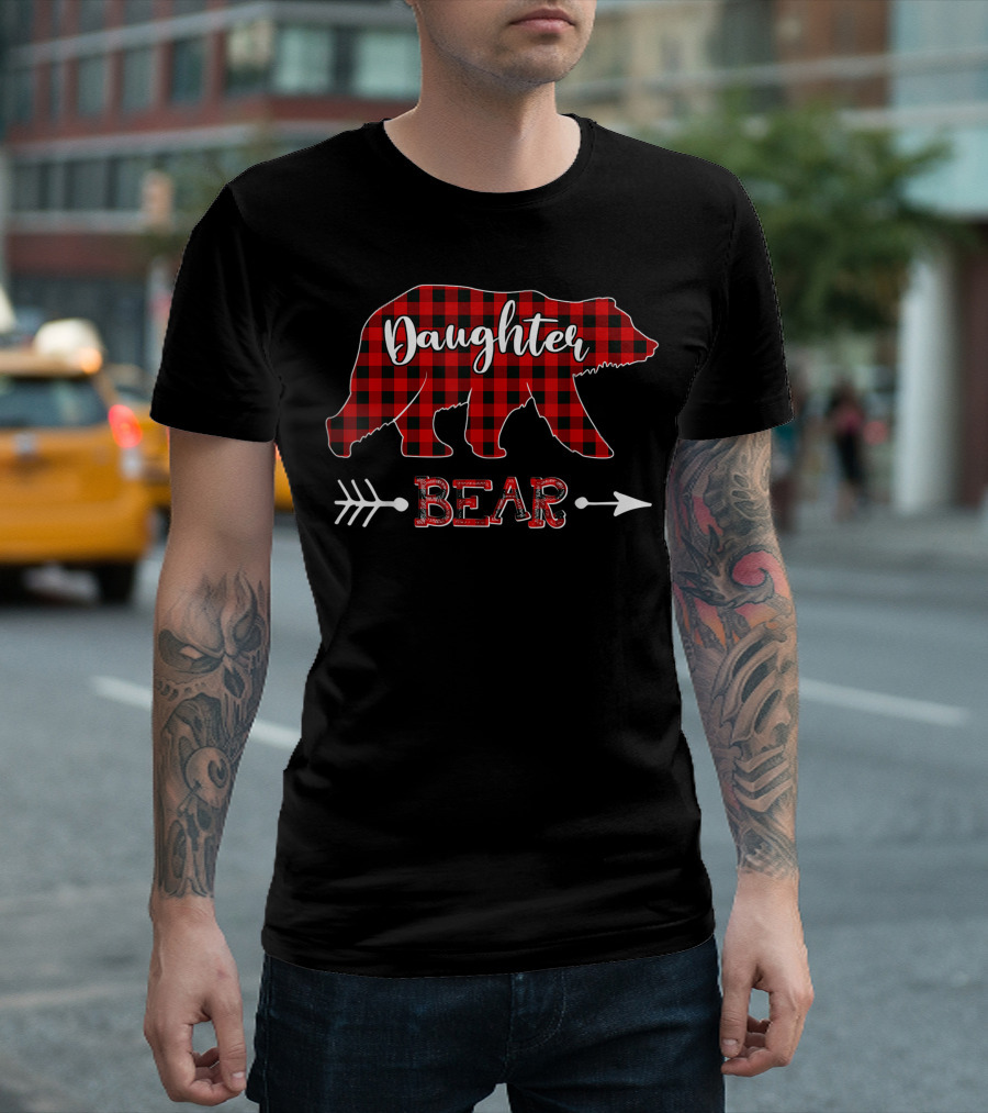 Red Plaid Daughter Bear Family Matching Buffalo Plaid T-Shirt