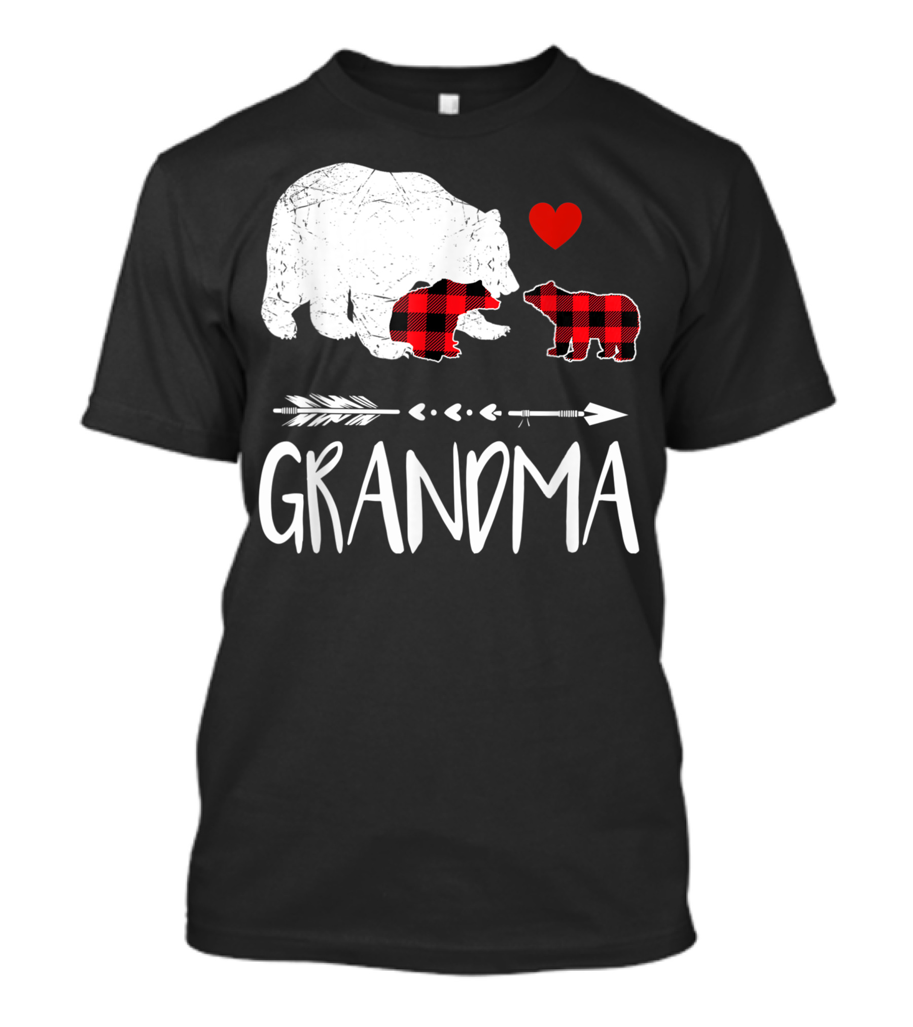 Grandma Bear Red Plaid Cubs Heart Arrow Buffalo Matching T-Shirt