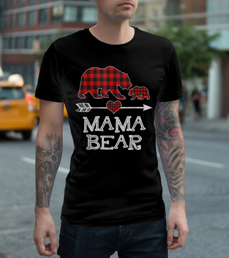 Mama Bear Red Plaid Matching Buffalo One Cub T-Shirt