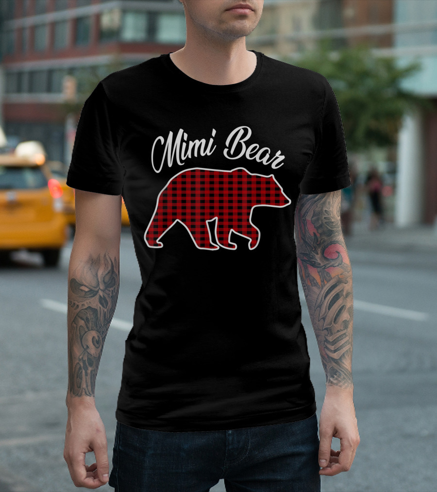 Mimi Bear Red Plaid Matching T-Shirt