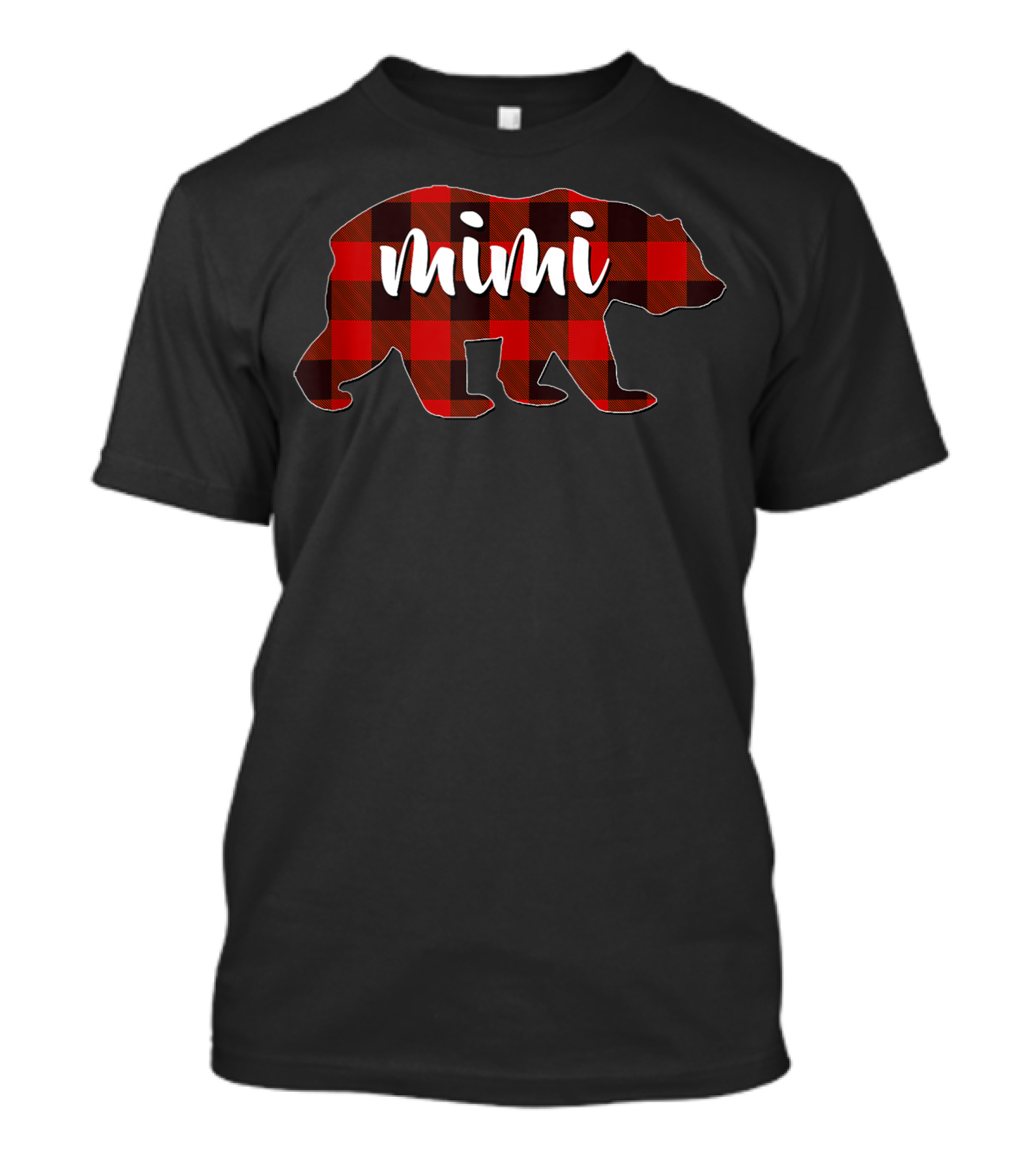 Mimi Red Plaid Buffalo Check Bear Matching Family Grandma T-Shirt