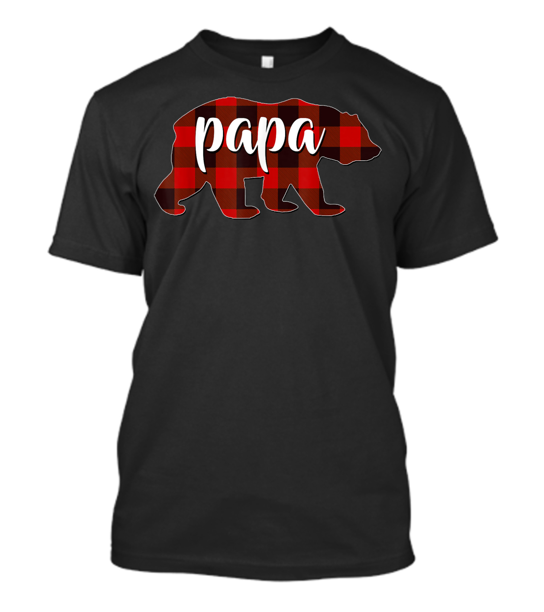 Red Plaid Buffalo Papa Bear Matching Family Dad T-Shirt