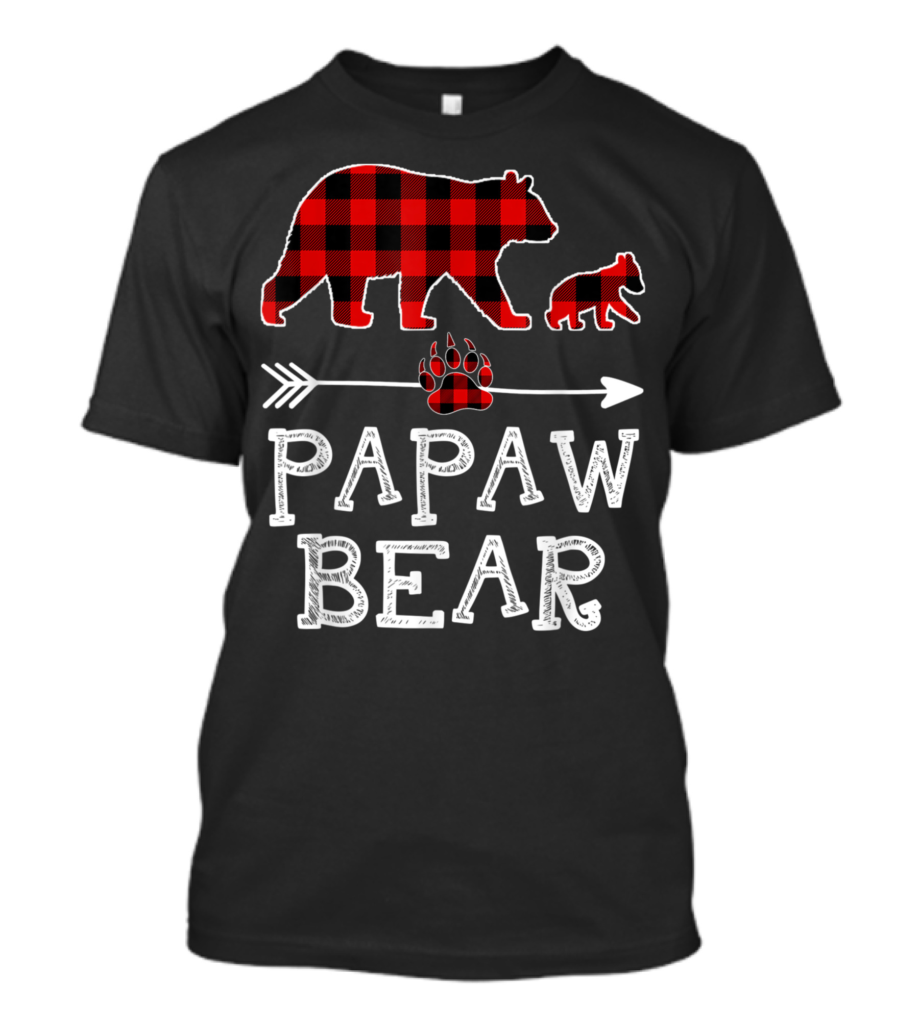 Papaw Bear Red Plaid Buffalo Cubs Matching Arrow Pawprint T-Shirt