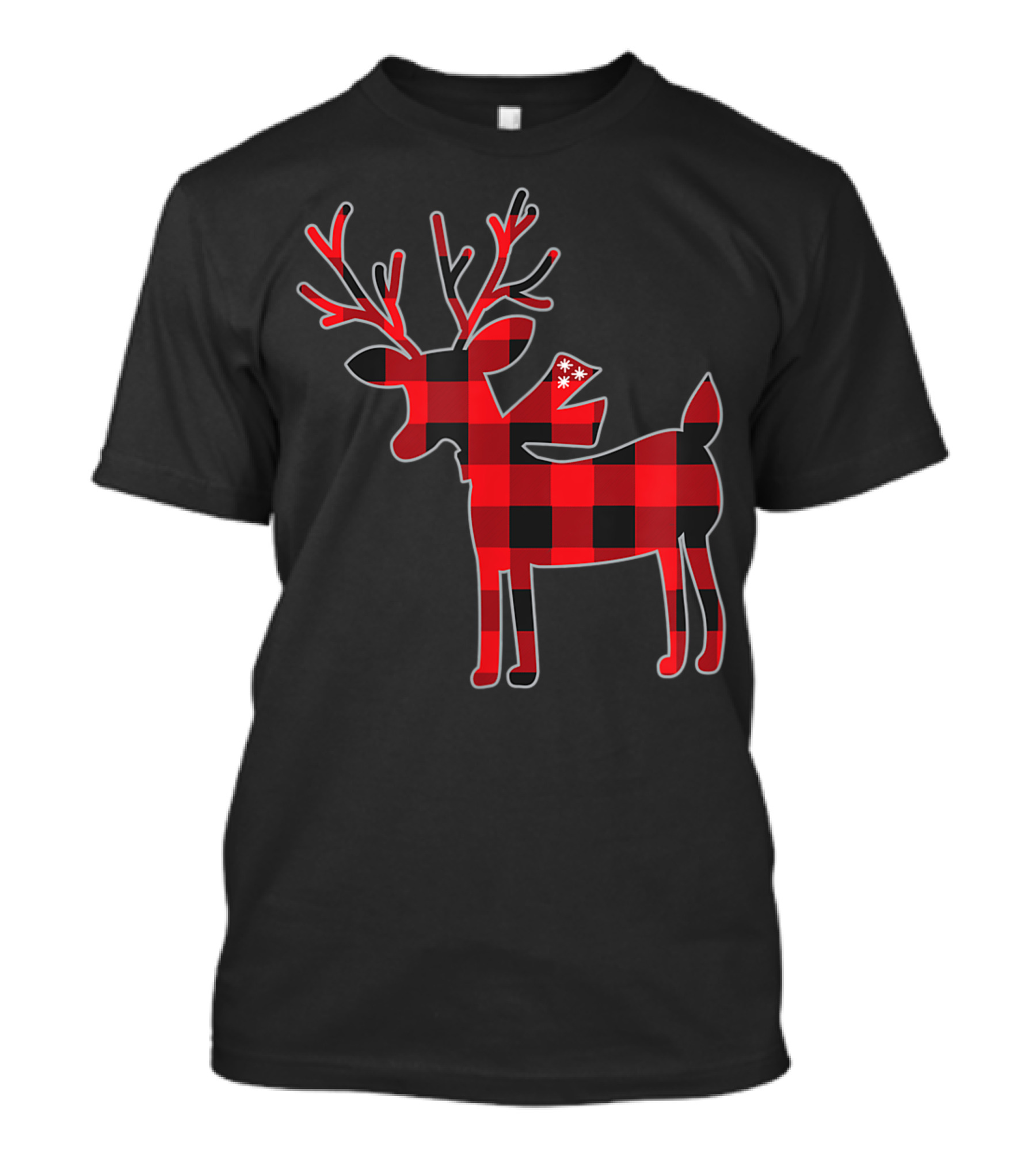 Red Buffalo Plaid Reindeer Christmas Family Matching Holiday T-Shirt