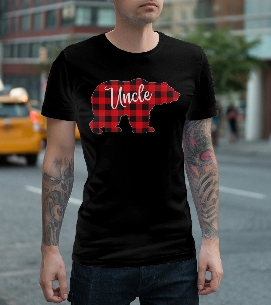 Uncle Bear Red Plaid Buffalo Check Family Matching T-Shirt