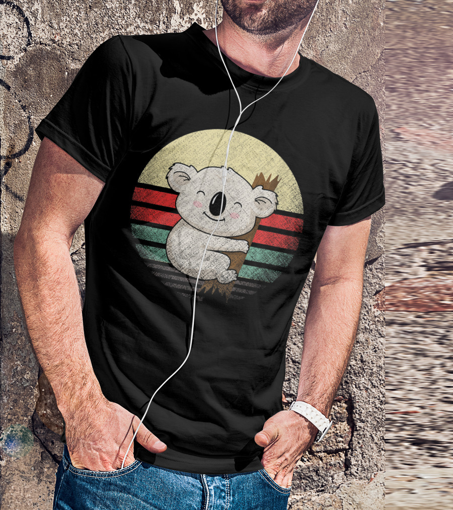 Retro Koala Bear Koala Vintage Stripes Circle T-Shirt