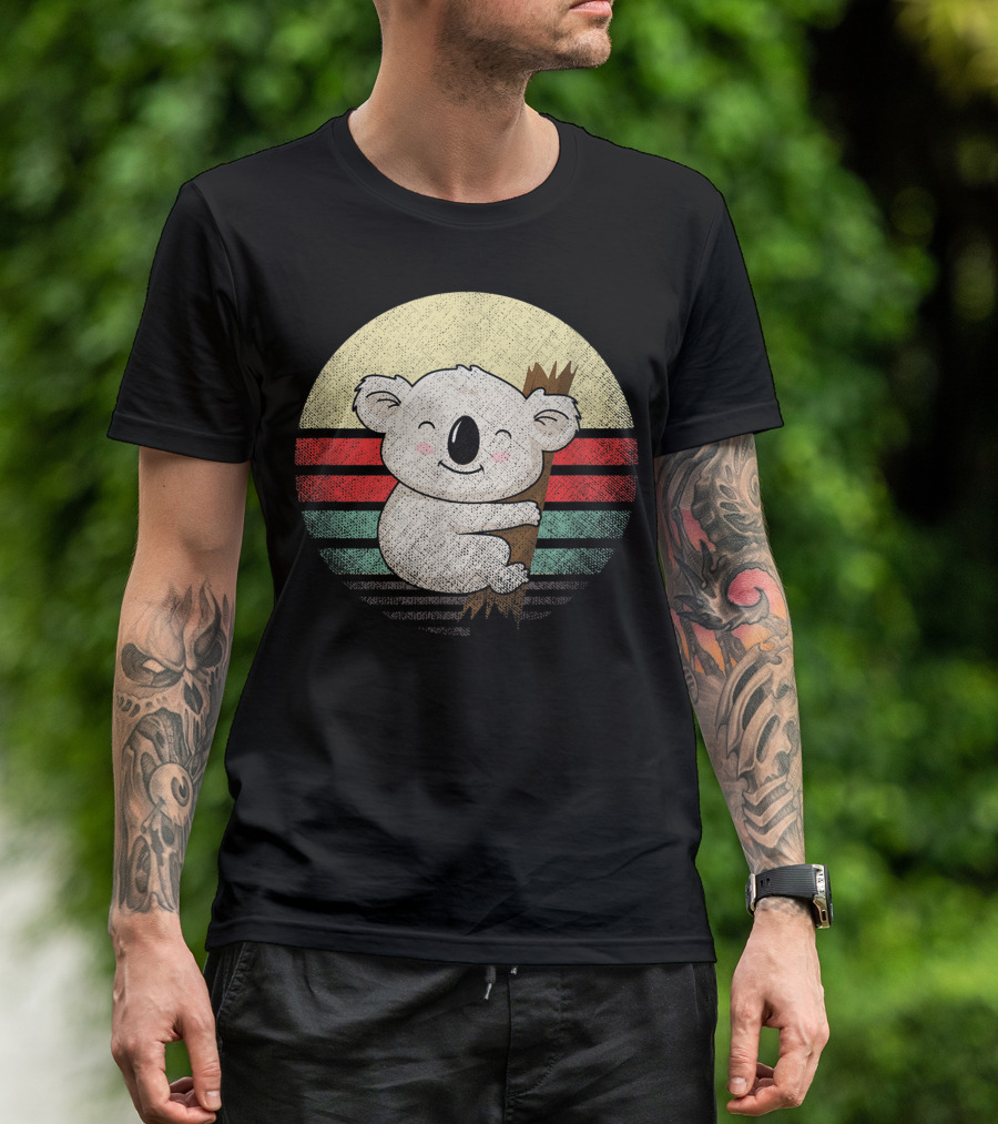 Retro Koala Bear Koala Vintage Stripes Circle T-Shirt