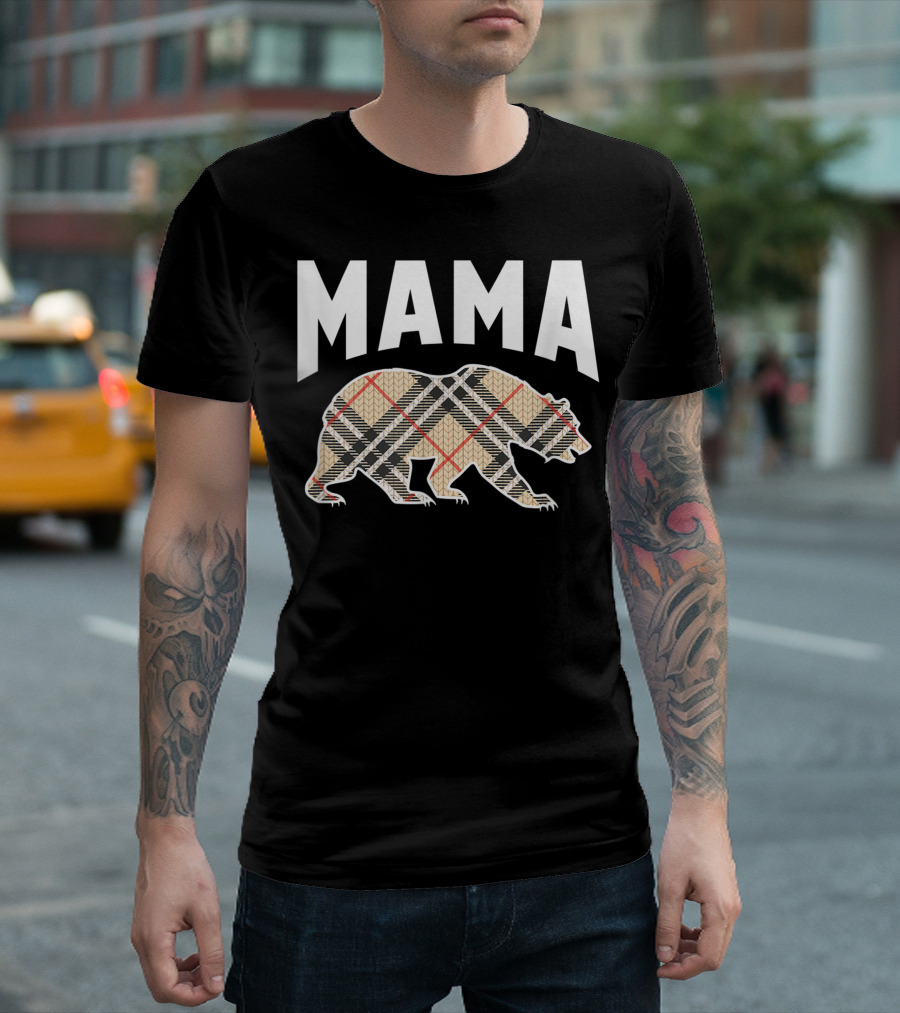 Mama Retro Plaid Bear T-Shirt