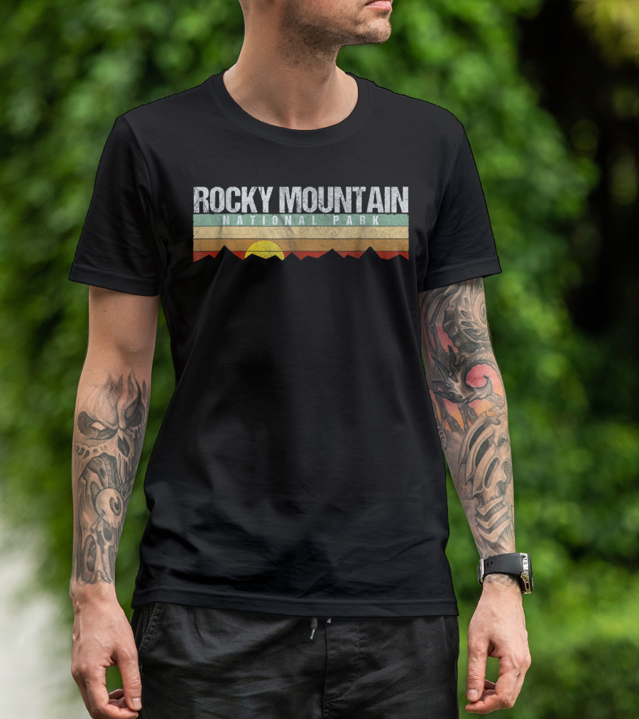Rocky Mountain National Park Retro Vintage Sunset Mountains T-Shirt