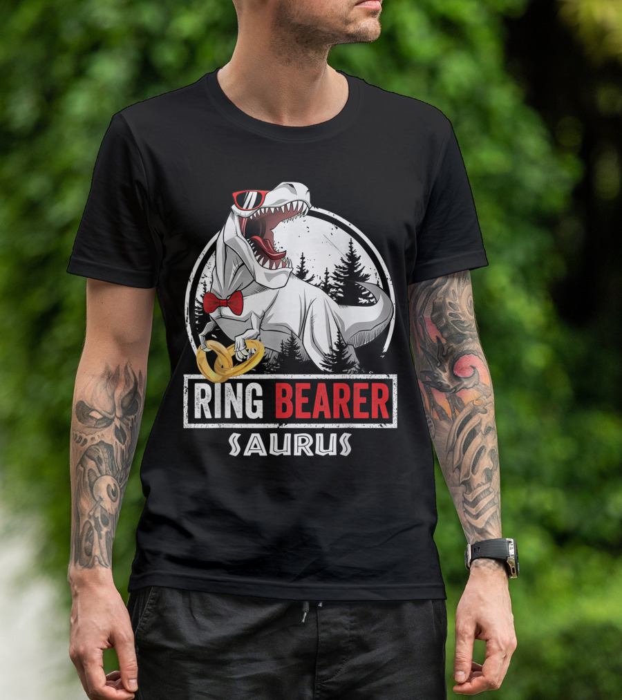 Ring Bearer Saurus Rex Wedding Kids Boys Ring Bearer T-Shirt