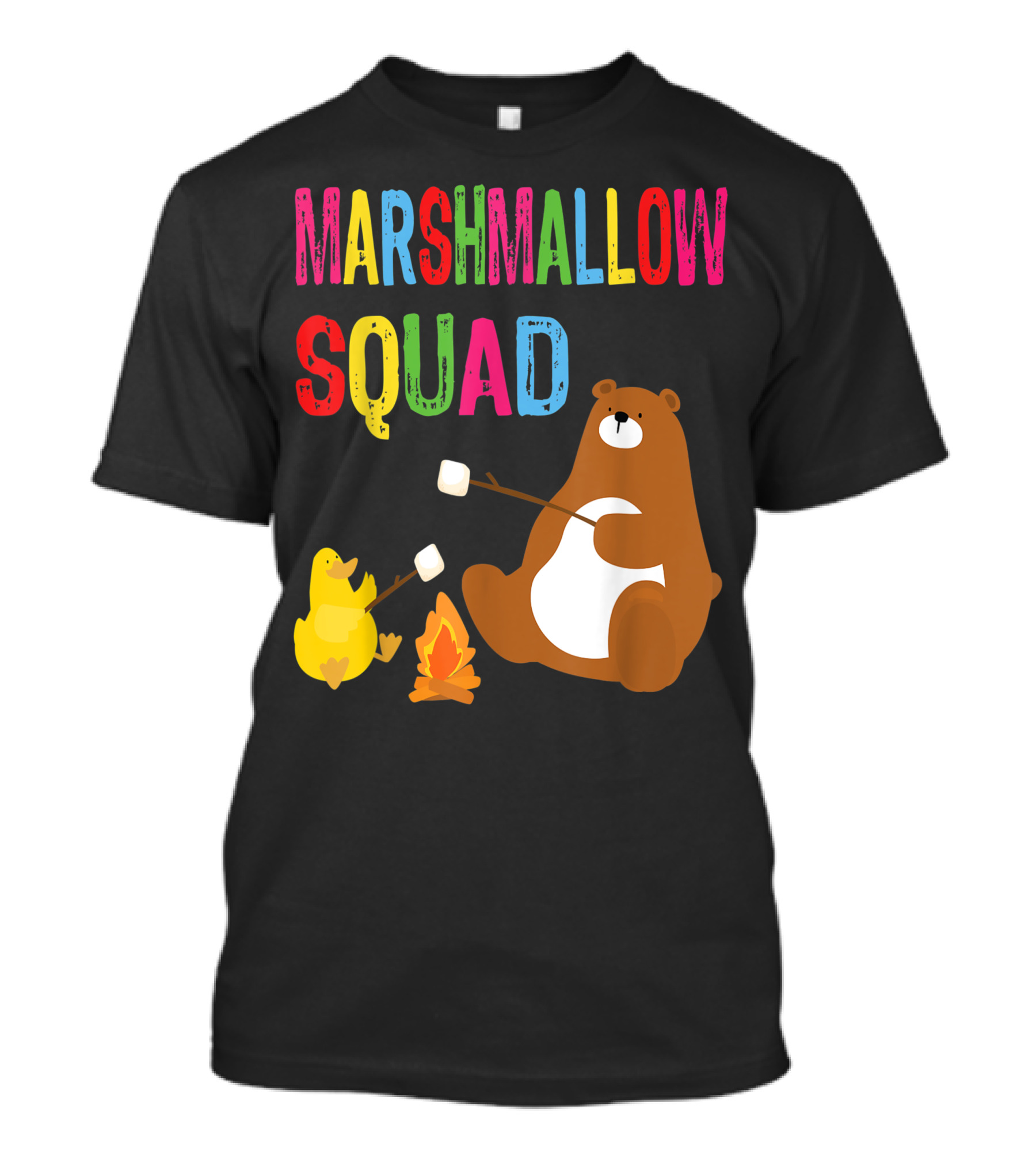 Marshmallow Squad Campfire Bear And Duck Roasting Marshmallows T-Shirt
