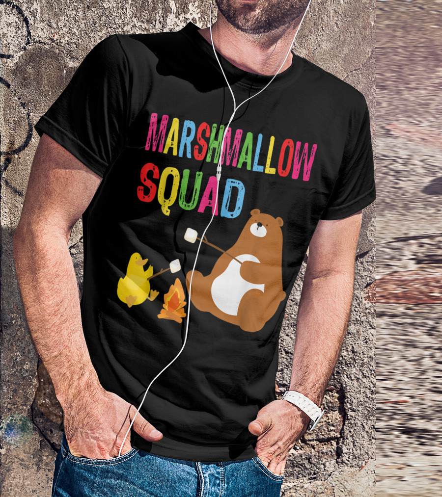 Marshmallow Squad Campfire Bear And Duck Roasting Marshmallows T-Shirt