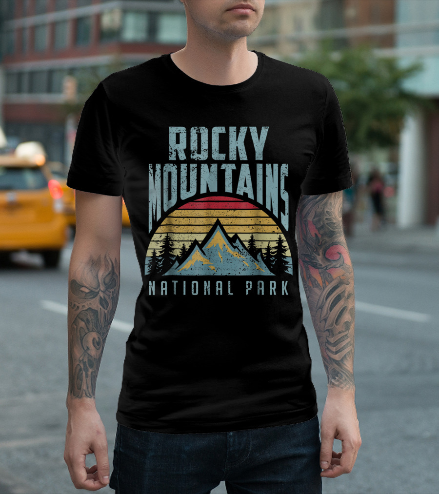 Rocky Mountains National Park Colorado Vintage Retro Scenic Sunset T-Shirt