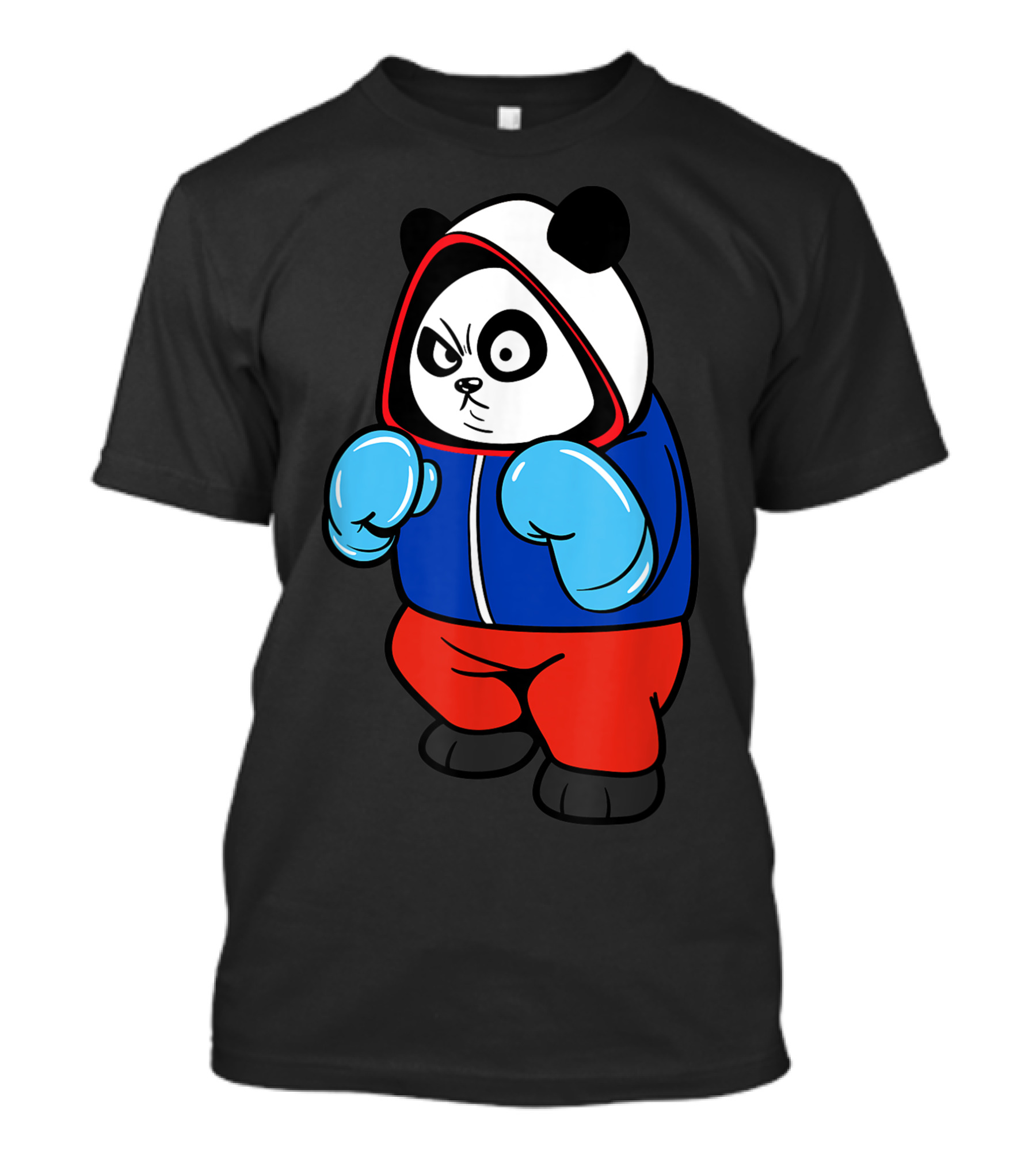 Russia Boxing Panda Bear In Red And Blue T-Shirt