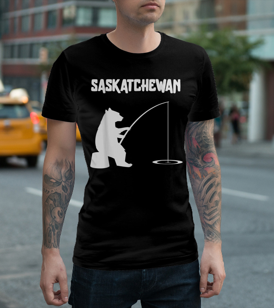 Saskatchewan Bear Ice Fishing T-Shirt